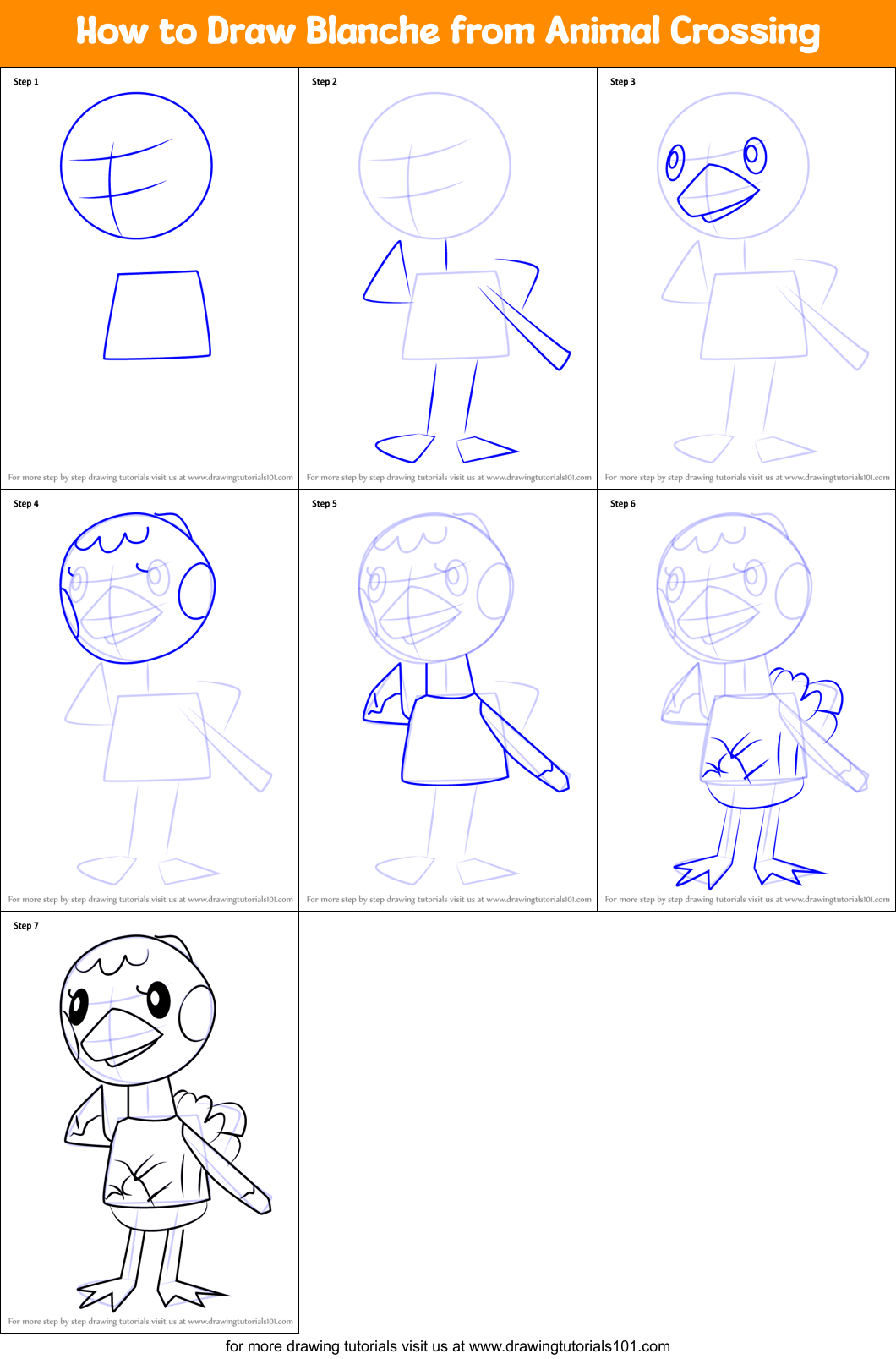 How to Draw Blanche from Animal Crossing printable step by step drawing