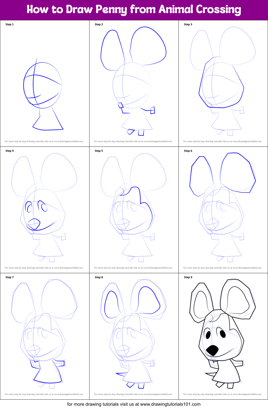 How to Draw Penny from Animal Crossing (Animal Crossing) Step by Step ...