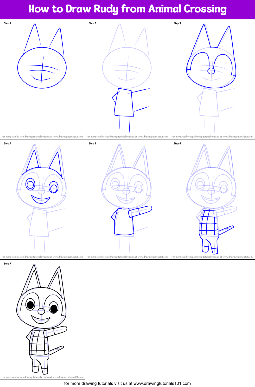 How to Draw Rudy from Animal Crossing printable step by step drawing