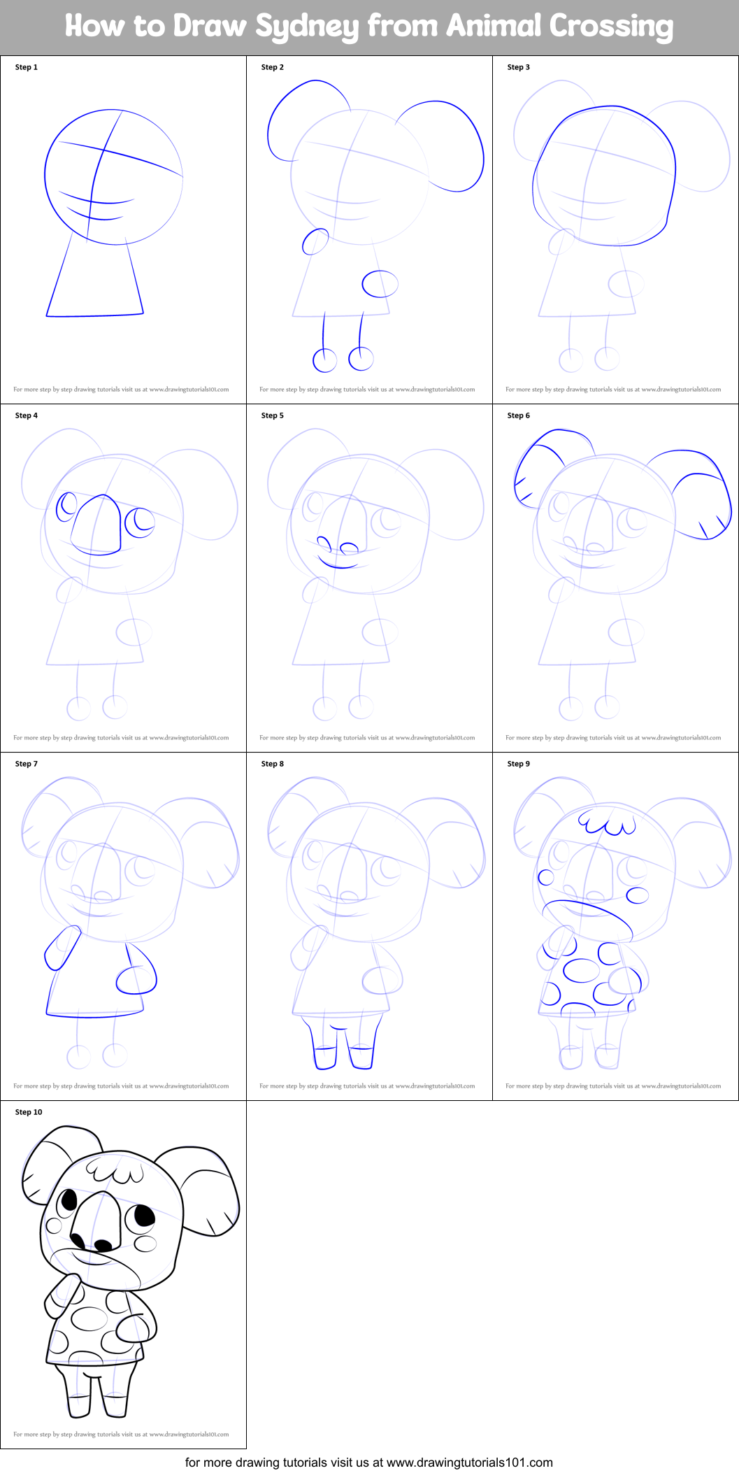 How to Draw Sydney from Animal Crossing (Animal Crossing) Step by Step ...