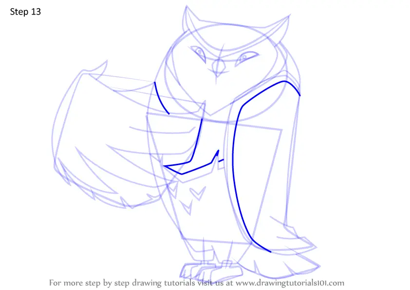 How to Draw Great Horned Owl from Animal Jam (Animal Jam) Step by Step ...