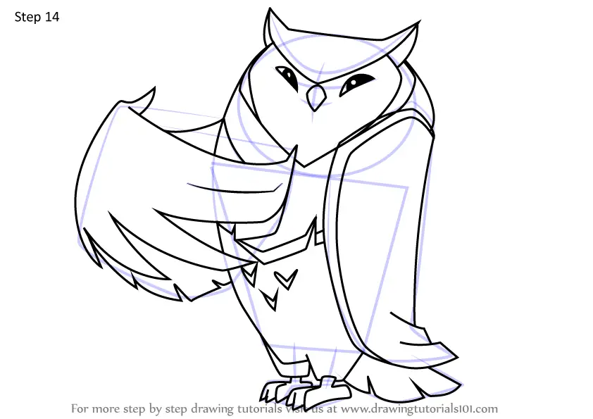 Learn How to Draw Great Horned Owl from Animal Jam (Animal Jam) Step by