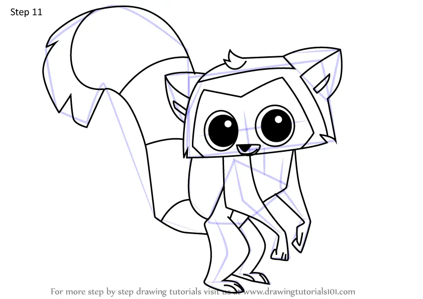 Learn How to Draw Lemur from Animal Jam (Animal Jam) Step by Step : Drawing Tutorials