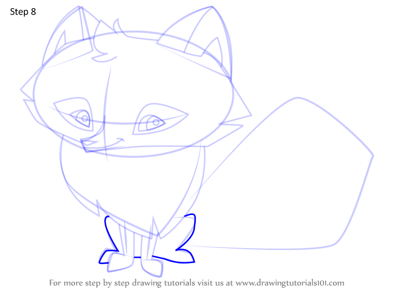 How to Draw Polar Arctic Fox from Animal Jam (Animal Jam) Step by Step