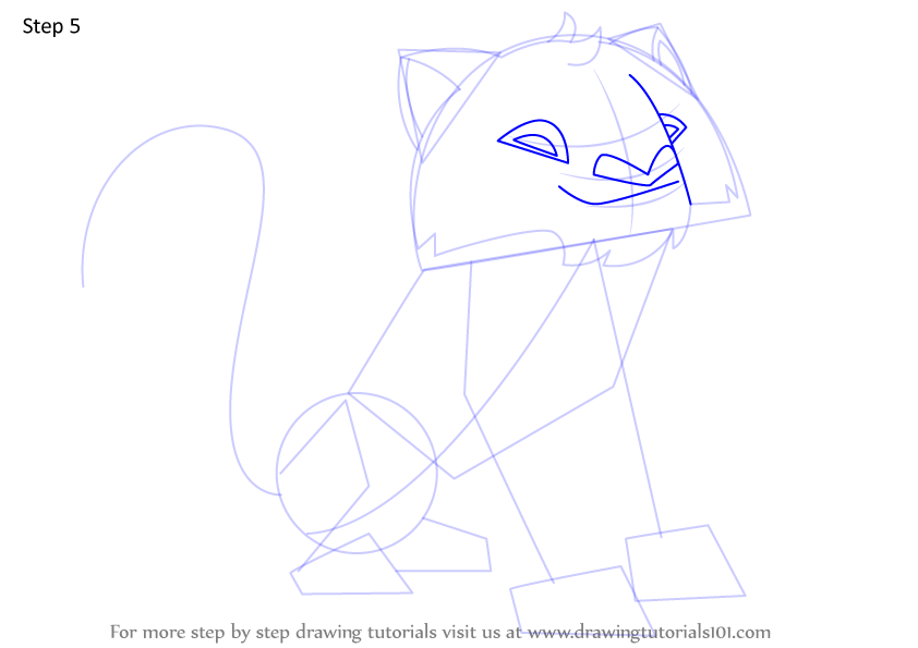 How to Draw Spooky Snow Leopard from Animal Jam (Animal Jam) Step by