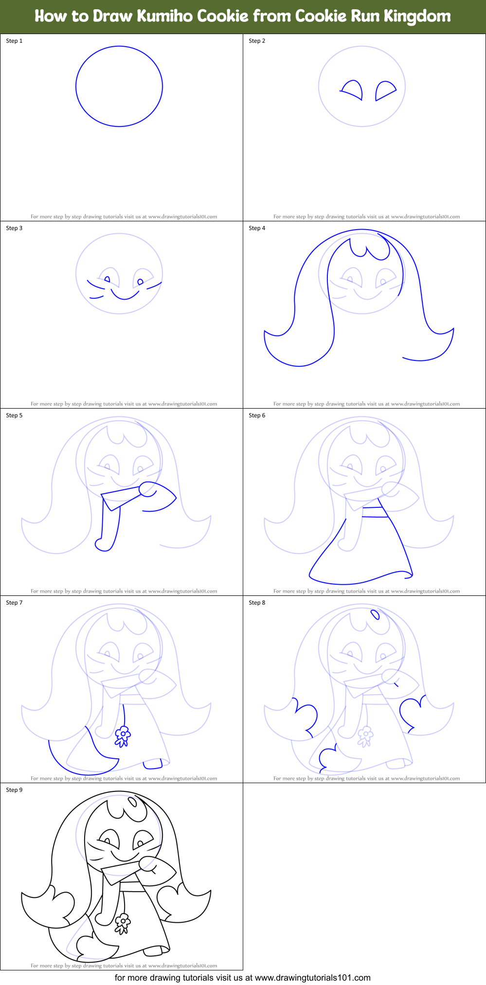 How To Draw Kumiho Cookie From Cookie Run Kingdom Printable Step By