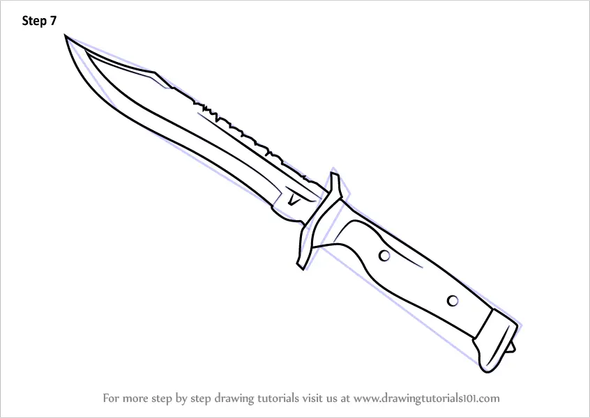 Step by Step How to Draw Bowie Knife from Counter Strike ...