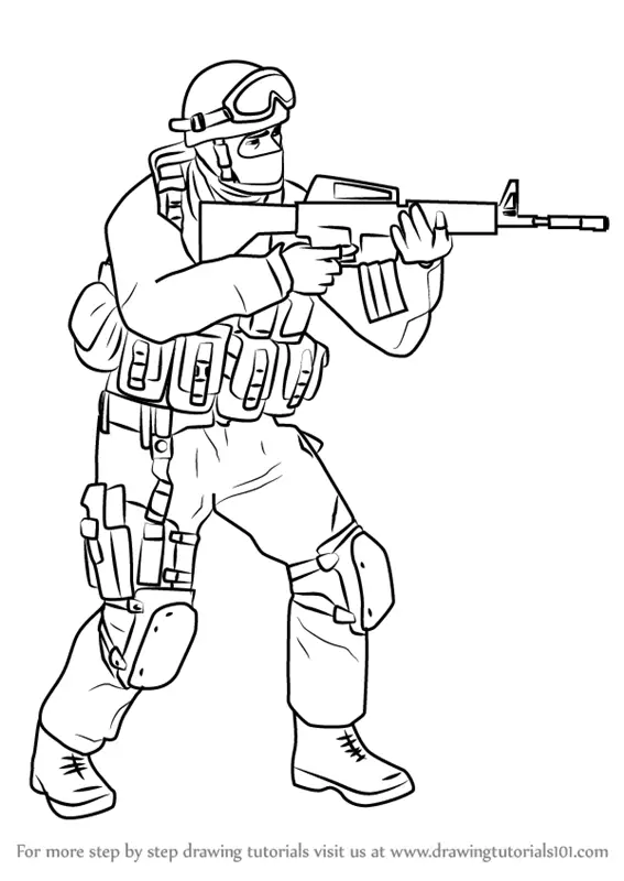 How to Draw Counter Terrorist from Counter Strike (Counter Strike) Step ...