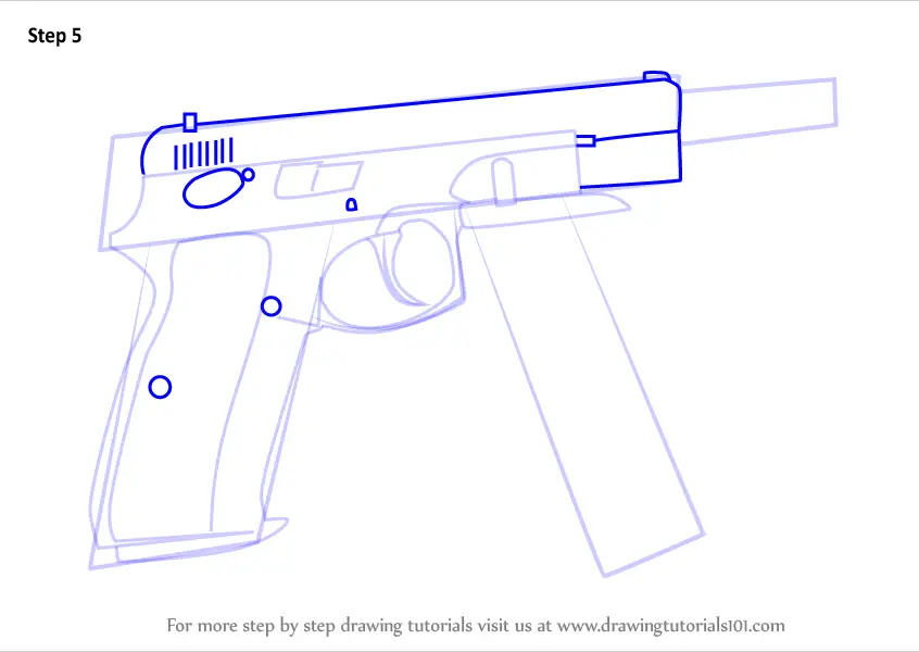 How to Draw CZ75-Auto from Counter Strike (Counter Strike) Step by Step ...