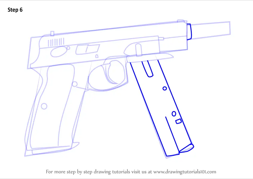 How to Draw CZ75-Auto from Counter Strike (Counter Strike) Step by Step ...