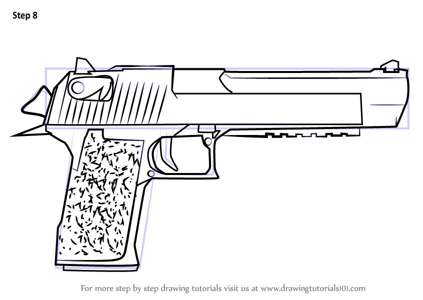 Step by Step How to Draw Desert Eagle from Counter Strike