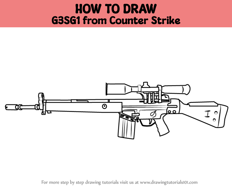 How to Draw G3SG1 from Counter Strike (Counter Strike) Step by Step ...