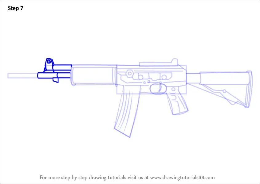 How to Draw Galil AR from Counter Strike (Counter Strike) Step by Step ...