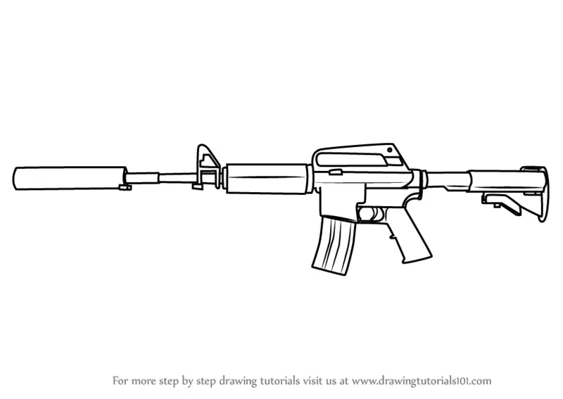 m4a1 assault rifle drawing