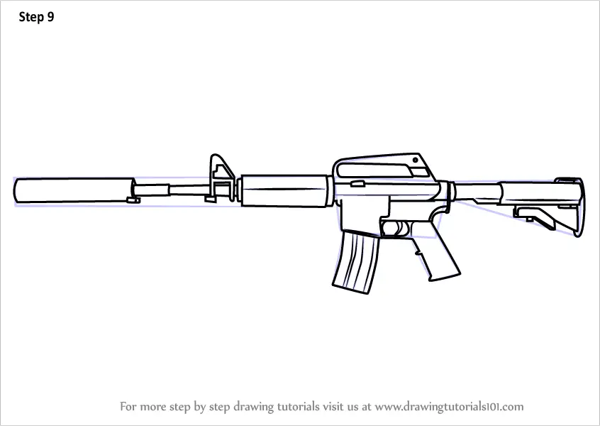 How to Draw M4A1 from Counter Strike (Counter Strike) Step by Step