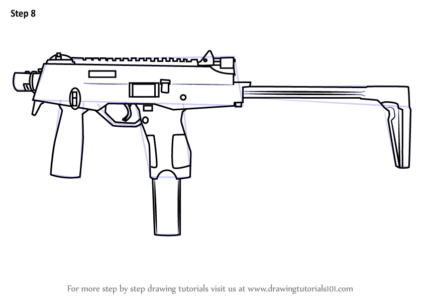 Learn How To Draw Mp9 From Counter Strike Counter Strike Step By Step Drawing Tutorials