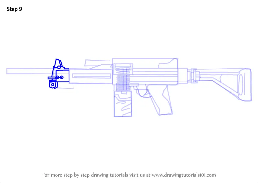 How to Draw Negev from Counter Strike (Counter Strike) Step by Step ...