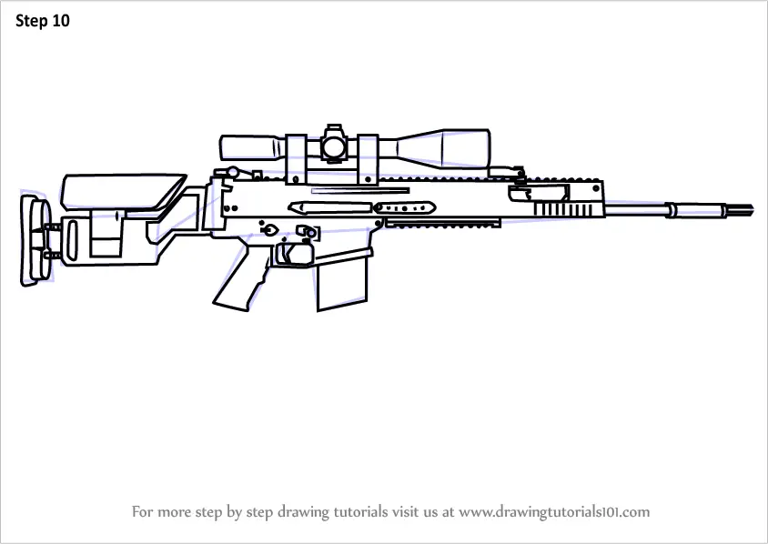 How to Draw SCAR-20 from Counter Strike (Counter Strike) Step by Step ...