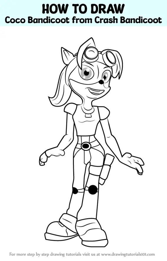 How To Draw Coco Bandicoot From Crash Bandicoot Crash Bandicoot Step By Step