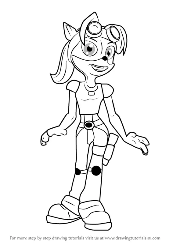 Step by Step How to Draw Coco Bandicoot from Crash Bandicoot