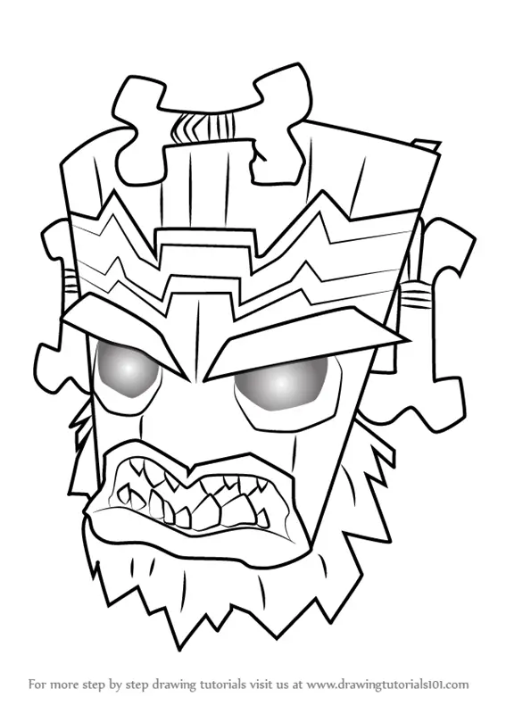 Learn How to Draw Uka Uka from Crash Bandicoot (Crash Bandicoot) Step