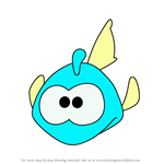 How to Draw Om-nom The Fish from Cut the Rope
