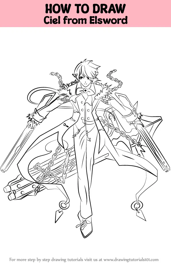 How To Draw Ciel From Elsword Elsword Step By Step