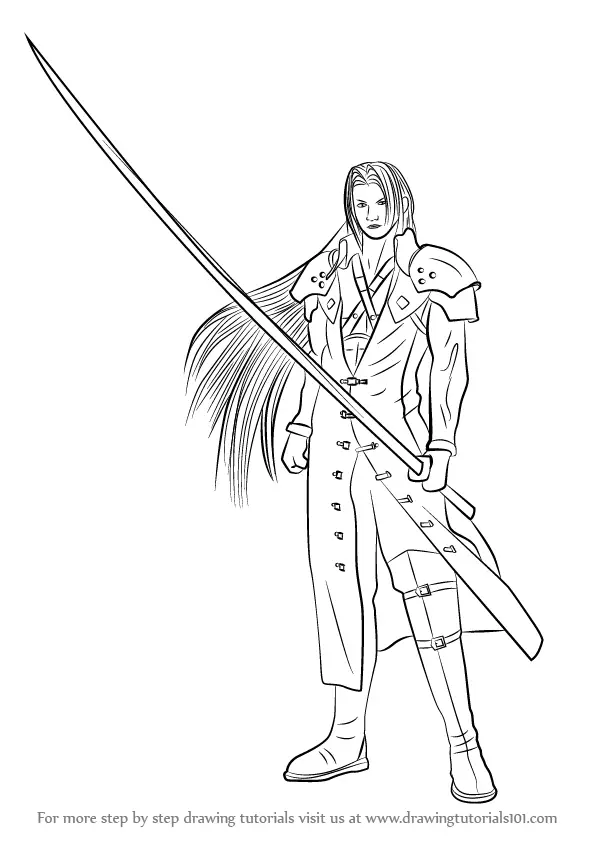 Learn How to Draw Sephiroth from Final Fantasy (Final Fantasy) Step by