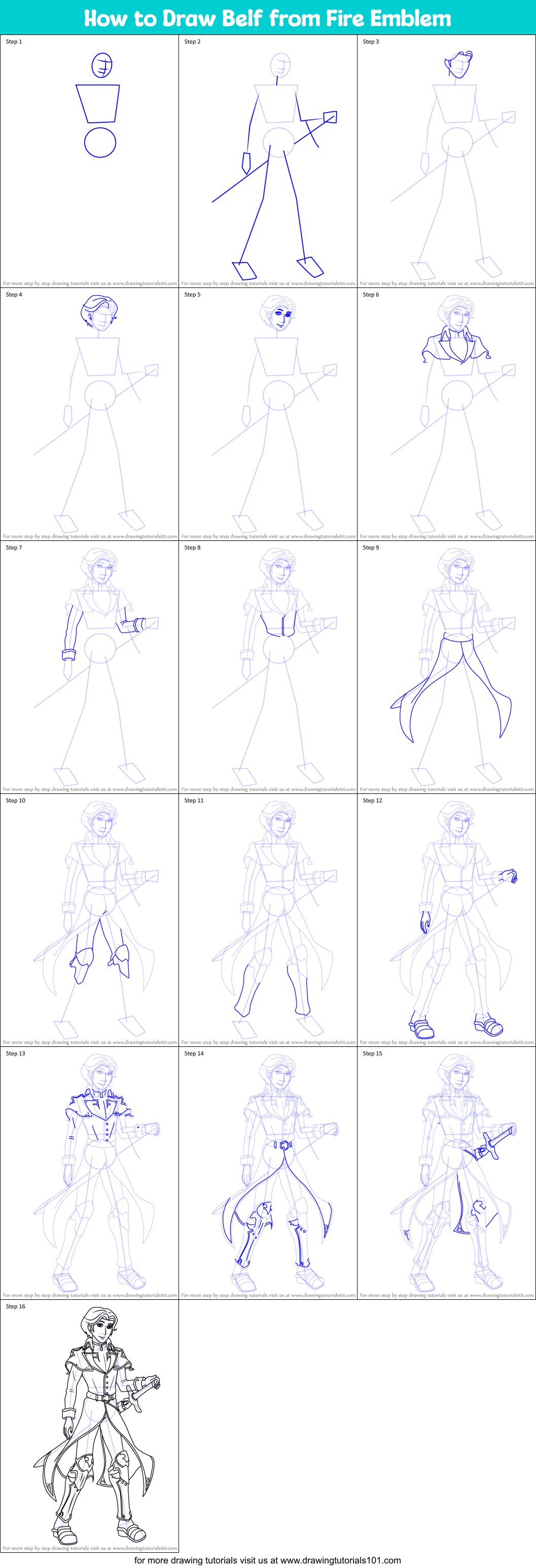 How to Draw Belf from Fire Emblem printable step by step drawing sheet ...