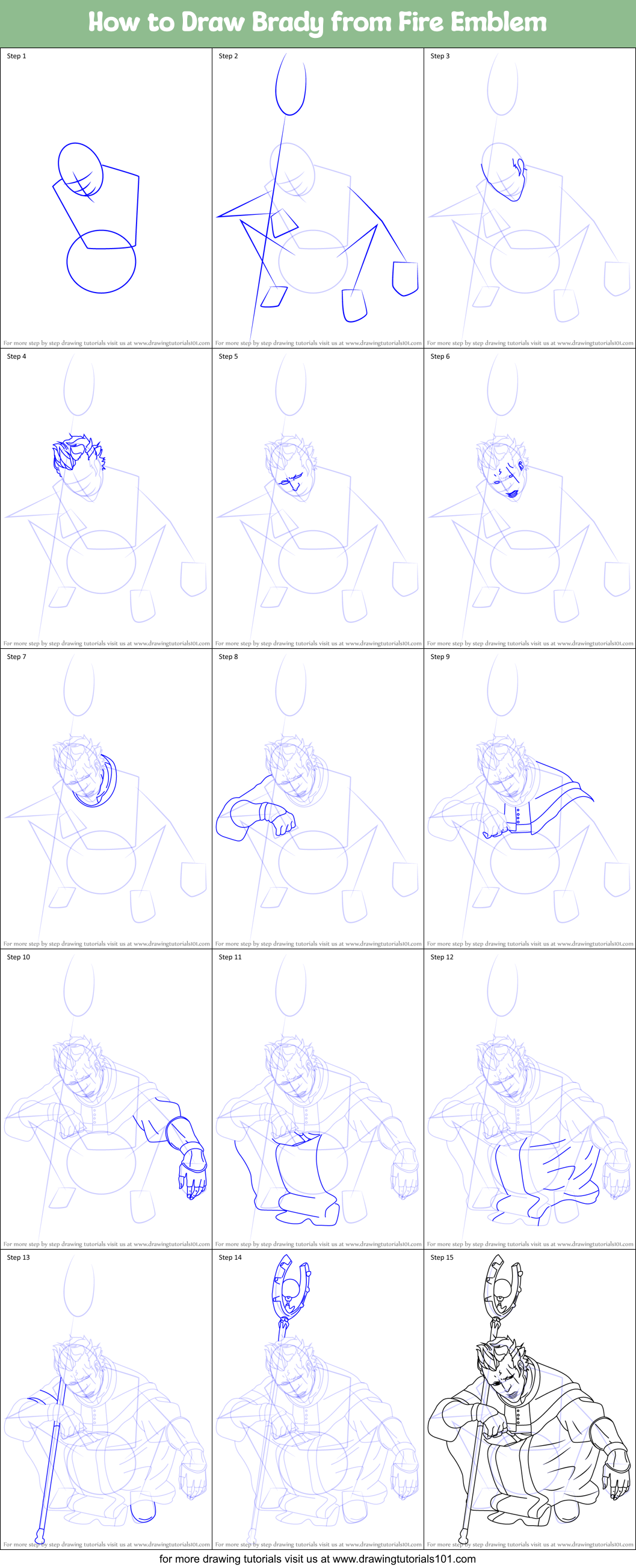 How to Draw Brady from Fire Emblem printable step by step drawing sheet ...