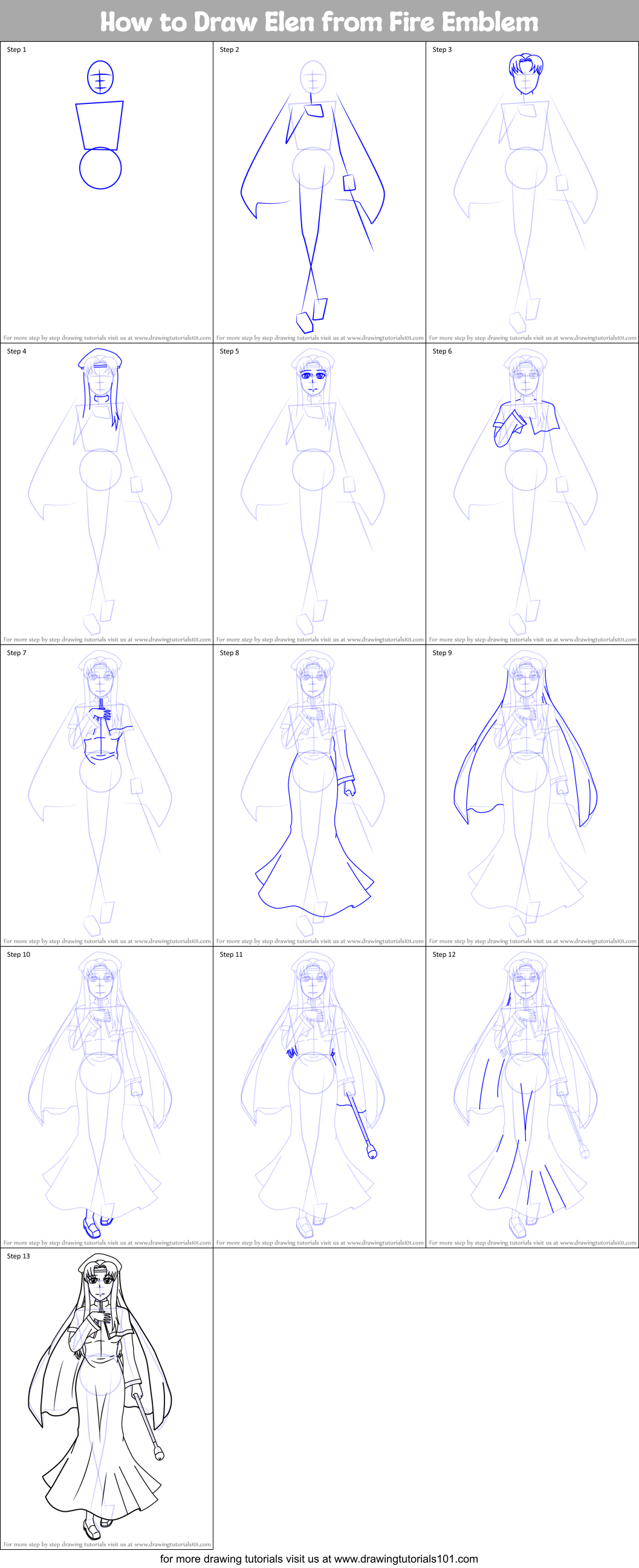 How to Draw Elen from Fire Emblem (Fire Emblem) Step by Step ...