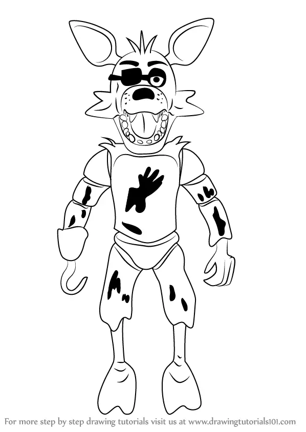 Learn How to Draw Foxy from Five Nights at Freddy's (Five Nights at