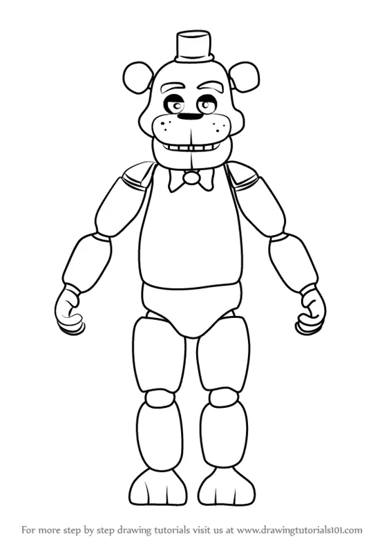 Learn How to Draw Freddy Fazbear from Five Nights at Freddy's (Five