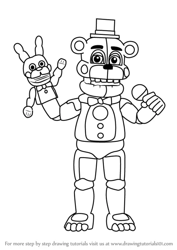How to Draw Funtime Freddy from Five Nights at Freddy's (Five Nights at