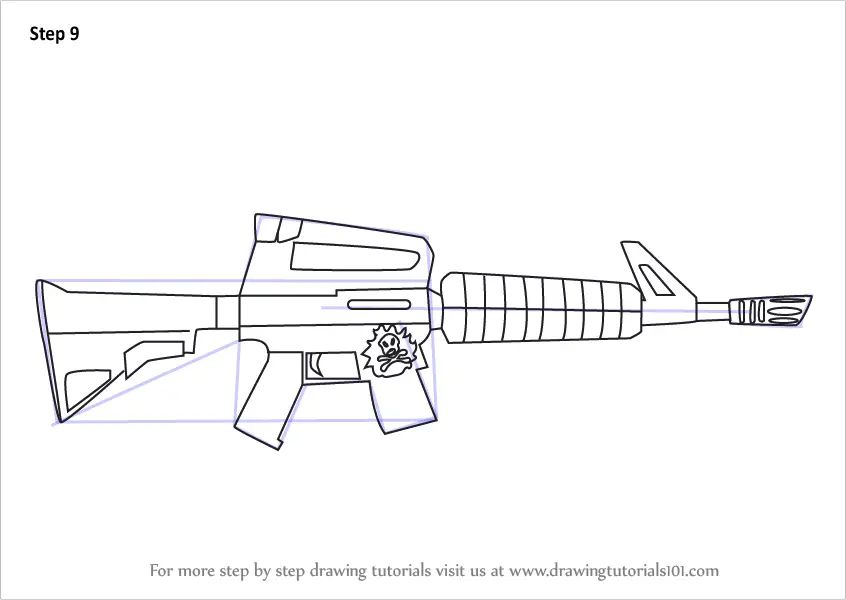 Learn How To Draw Assault Rifle From Fortnite Fortnite Step By Step Drawing Tutorials