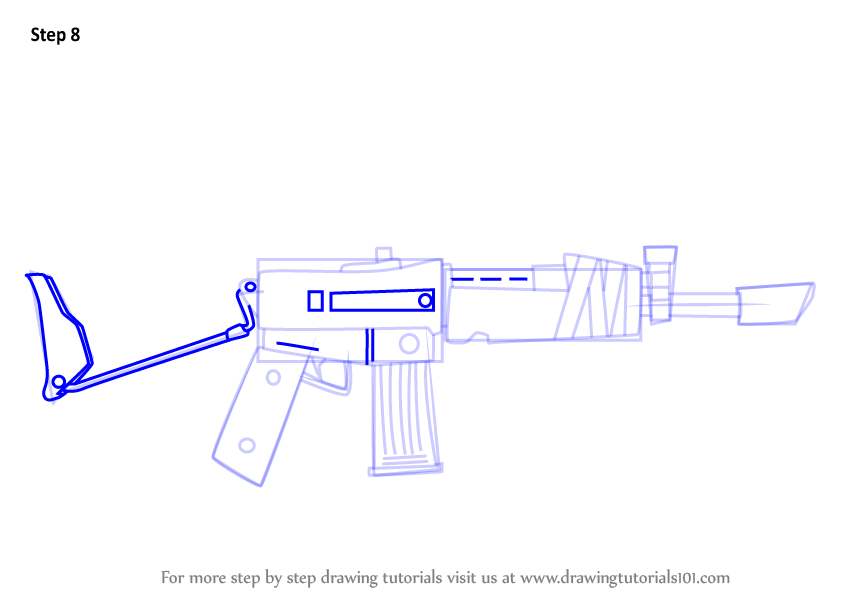 How To Draw Burst Assault Rifle From Fortnite Fortnite Step By Step 1656