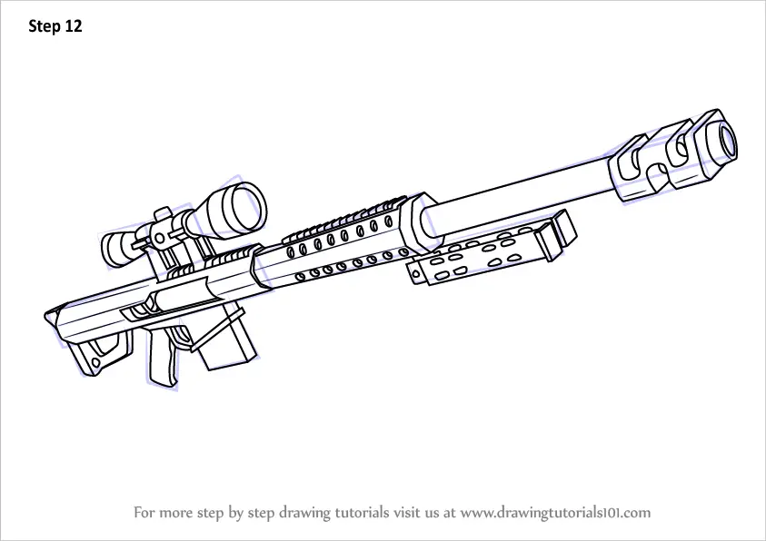 How to Draw Heavy Sniper Rifle from Fortnite (Fortnite) Step by Step