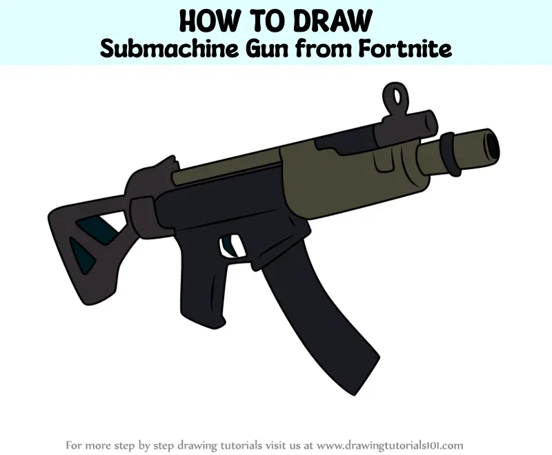 How to Draw Submachine Gun from Fortnite (Fortnite) Step by Step