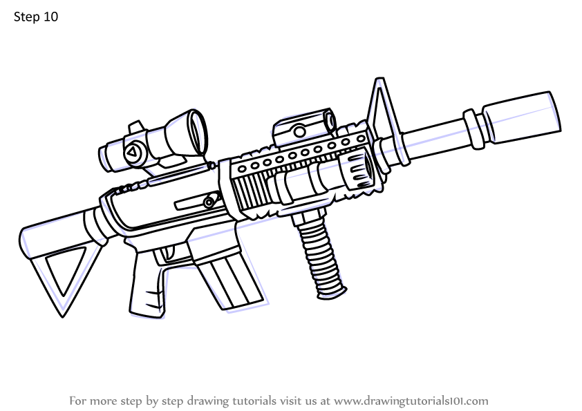 How To Draw Thermal Scoped Assault Rifle From Fortnite Fortnite Step By Step 0133