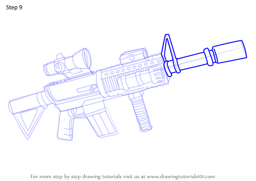 How to Draw Thermal Scoped Assault Rifle from Fortnite (Fortnite) Step ...