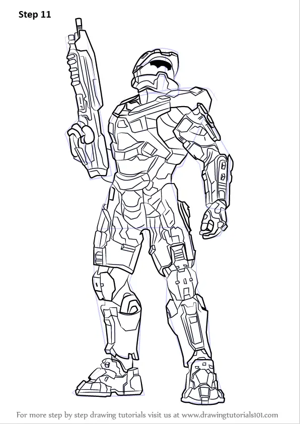 Learn How to Draw Master Chief from Halo Halo Step by
