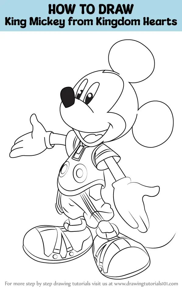 How To Draw King Mickey From Kingdom Hearts (kingdom Hearts) Step By 