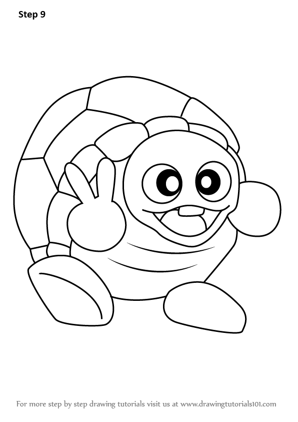 Learn How to Draw Rolling Turtle from Kirby (Kirby) Step by Step : Drawing  Tutorials