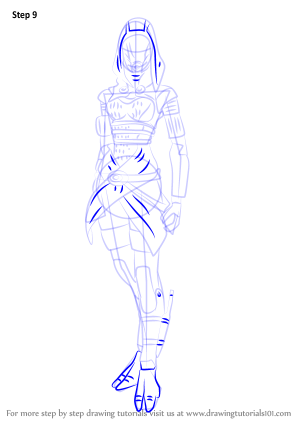 Step By Step How To Draw Tali Zorah Nar Rayya From Mass