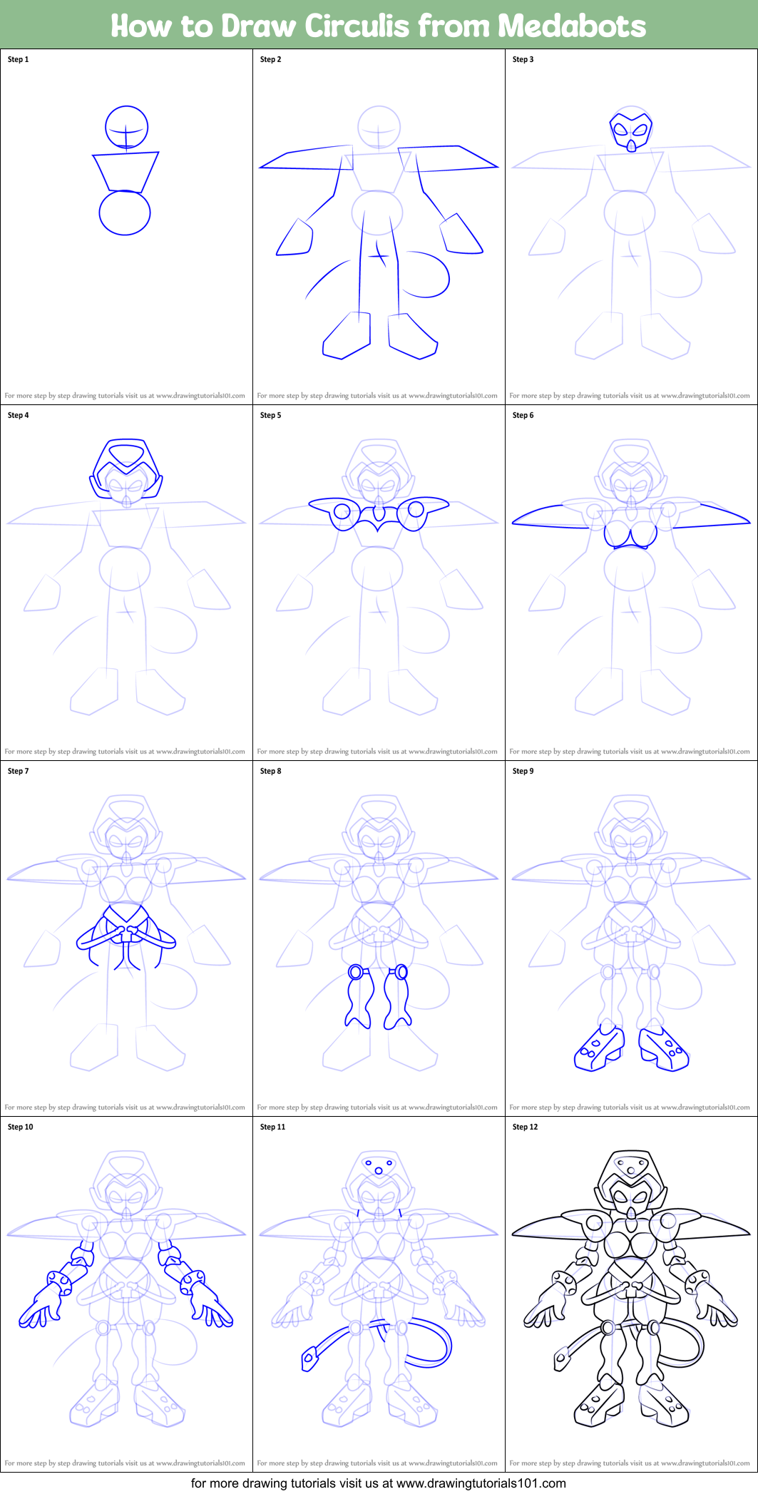 How to Draw Circulis from Medabots printable step by step drawing sheet ...