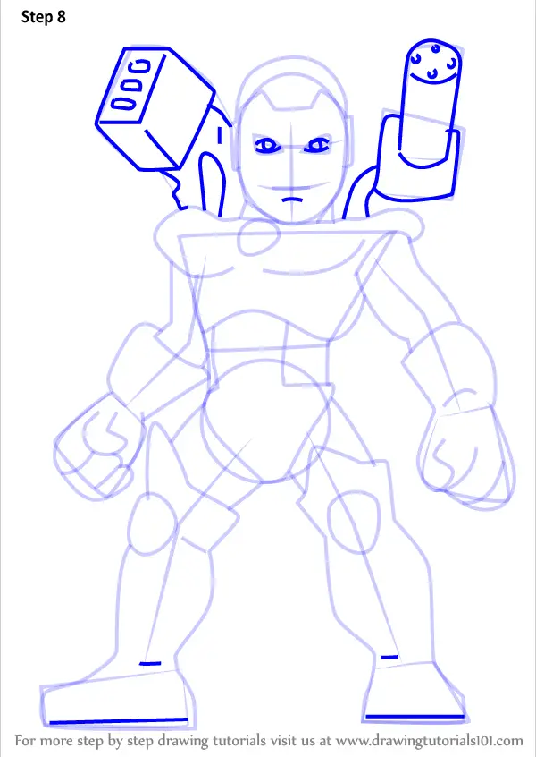 How to Draw War Machine from The Super Hero Squad Show (Medabots) Step