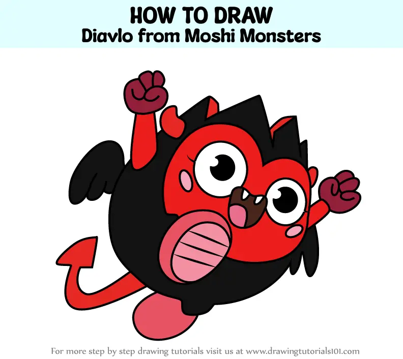 How to Draw Diavlo from Moshi Monsters (Moshi Monsters) Step by Step ...