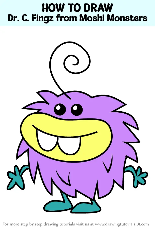 How to Draw Dr. C. Fingz from Moshi Monsters (Moshi Monsters) Step by ...