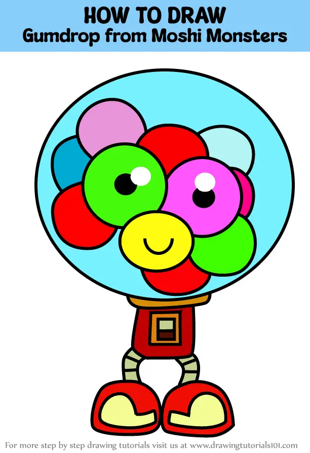 How to Draw Gumdrop from Moshi Monsters (Moshi Monsters) Step by Step