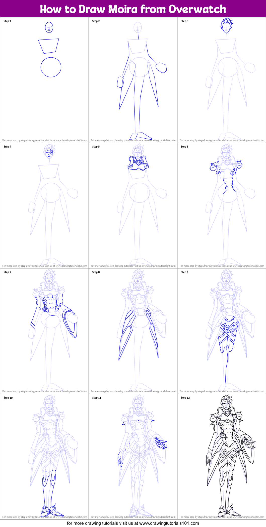 How To Draw Moira From Overwatch Printable Step By Step Drawing